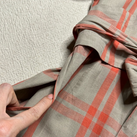 Rujuta Sheth Cotton Beige Orange Plaid Wrap Jumpsuit M - Picture 5 of 9